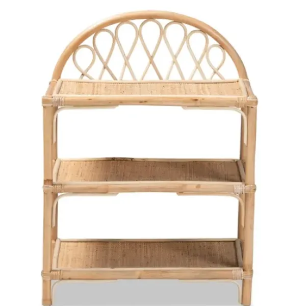 Bookshelves-Kirkland's Home Natural Curled Rattan 3-Tiered Bookcase