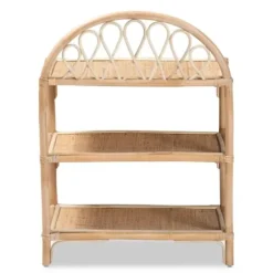 Bookshelves-Kirkland's Home Natural Curled Rattan 3-Tiered Bookcase