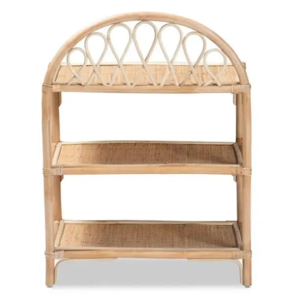 Bookshelves-Kirkland's Home Natural Curled Rattan 3-Tiered Bookcase