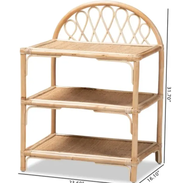 Bookshelves-Kirkland's Home Natural Curled Rattan 3-Tiered Bookcase
