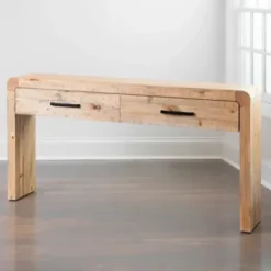Console Tables-Kirkland's Home Natural Curved Edge Console Table Tan