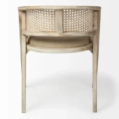 Dining Chairs-Kirkland's Home Natural Curved Rat And Linen Dining Chair Tan