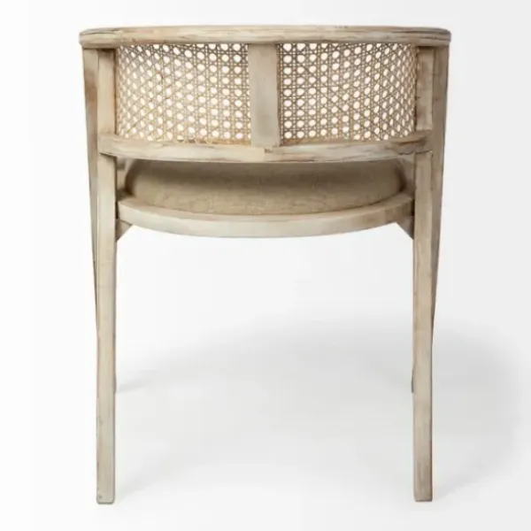 Dining Chairs-Kirkland's Home Natural Curved Rat And Linen Dining Chair Tan