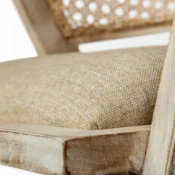 Dining Chairs-Kirkland's Home Natural Curved Rat And Linen Dining Chair Tan