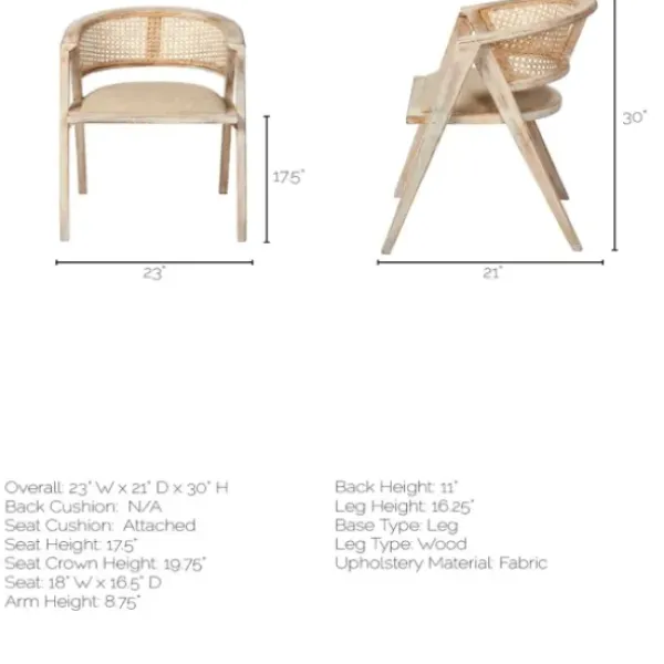 Dining Chairs-Kirkland's Home Natural Curved Rat And Linen Dining Chair Tan