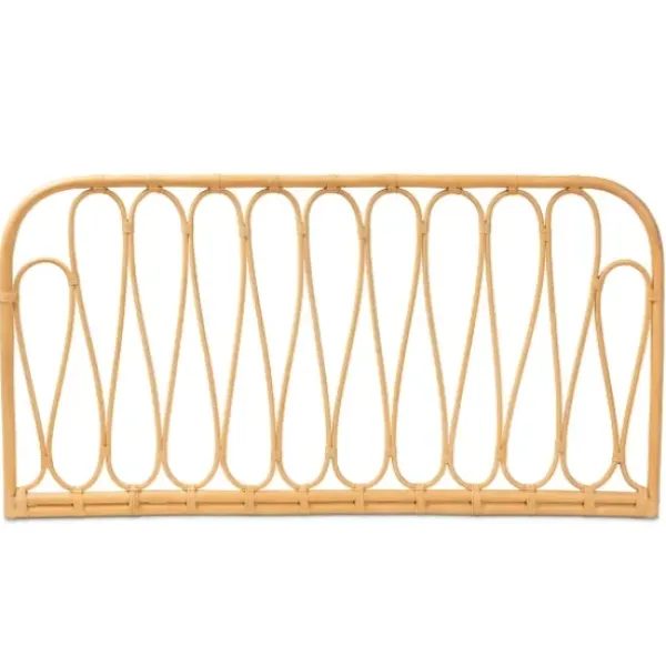 Beds & Headboards-Kirkland's Home Natural Curved Rat Wall Mounted Queen Headboard Tan