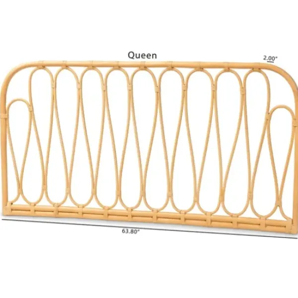 Beds & Headboards-Kirkland's Home Natural Curved Rat Wall Mounted Queen Headboard Tan