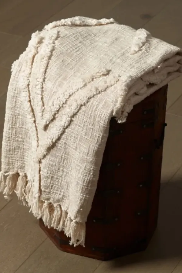Blankets & Throws-Kirkland's Home Natural Diamond Cotton Blanket Ivory