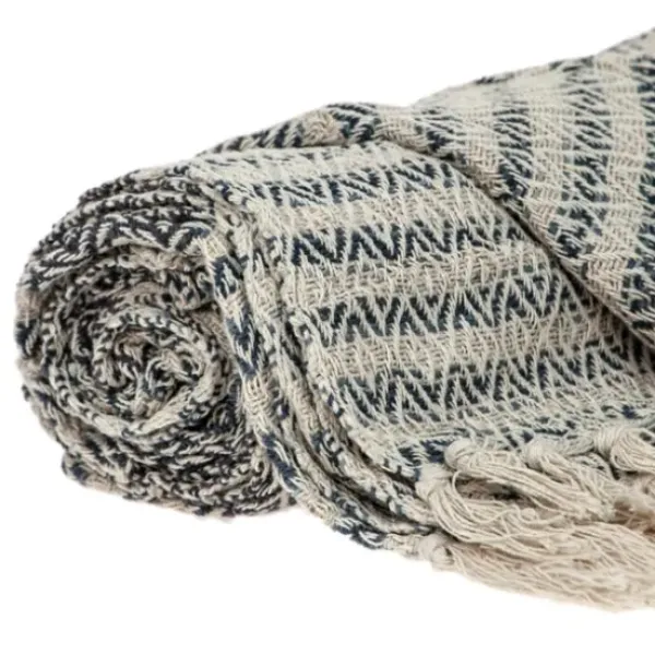 Blankets & Throws-Kirkland's Home Natural Diamond Wool Handloomed Tassel Throw Ivory/Gray/Tan