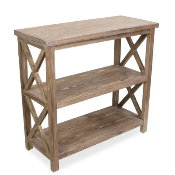 Bookshelves-Kirkland's Home Natural Double X Wood Bookshelf