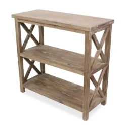 Bookshelves-Kirkland's Home Natural Double X Wood Bookshelf