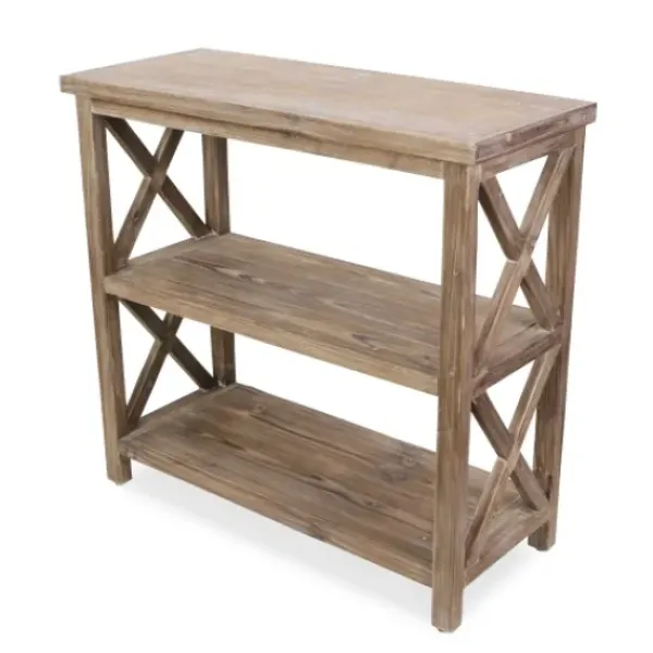 Bookshelves-Kirkland's Home Natural Double X Wood Bookshelf