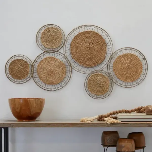 Wall Plaques-Kirkland's Home Natural Dried Bohemian Plates Wall Plaque Tan