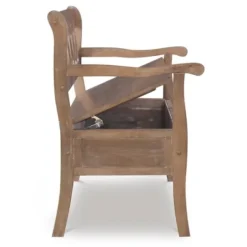 Benches & Ottomans-Kirkland's Home Natural Driftwood Fretwork Back Storage Bench Brown