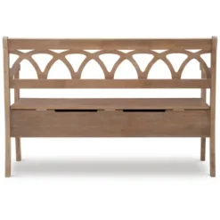Benches & Ottomans-Kirkland's Home Natural Driftwood Fretwork Back Storage Bench Brown