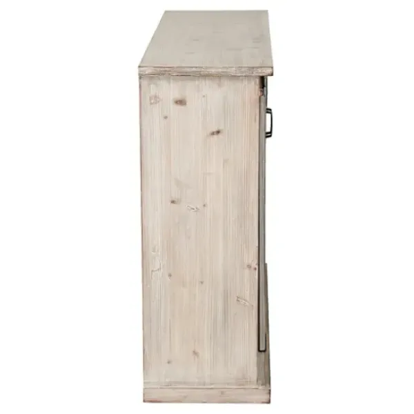 Entryway Furniture-Kirkland's Home Natural Farmhouse Sliding Door Cabinet Gray