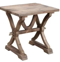 Accent & End Tables-Kirkland's Home Natural Farmhouse Trestle Base Accent Table Brown