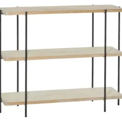 Console Tables-Kirkland's Home Natural Fir Open 3-Tier Console Table Tan/Black