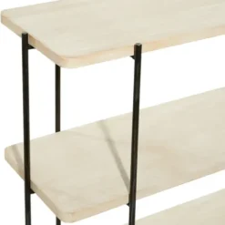 Console Tables-Kirkland's Home Natural Fir Open 3-Tier Console Table Tan/Black
