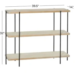 Console Tables-Kirkland's Home Natural Fir Open 3-Tier Console Table Tan/Black