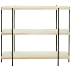 Console Tables-Kirkland's Home Natural Fir Open 3-Tier Console Table Tan/Black