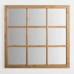 Decorative Mirrors-Kirkland's Home Natural Fir Wood Window Pane Mirror