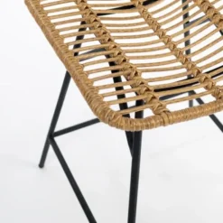 Bar Stools & Counter Height Stools-Kirkland's Home Natural Fishbone Rattan Counter Stool Tan/Black