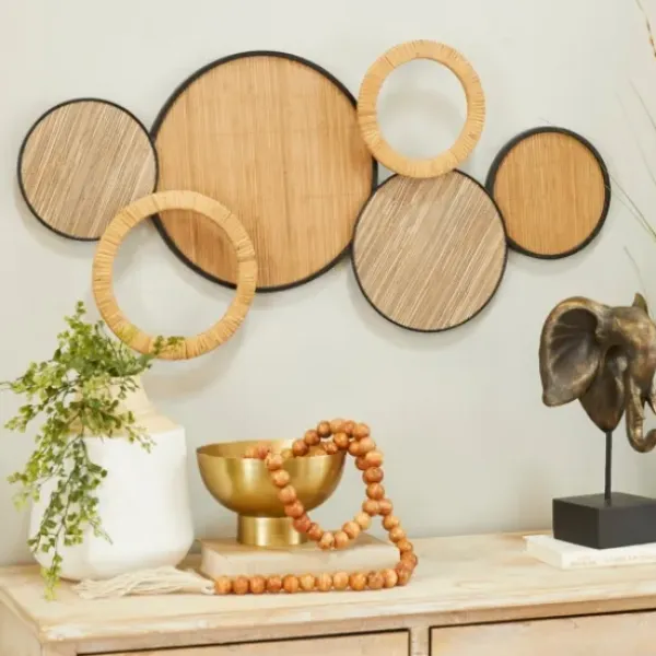 Wall Plaques-Kirkland's Home Natural Floating Disks Bamboo Wall Plaque Tan/Black