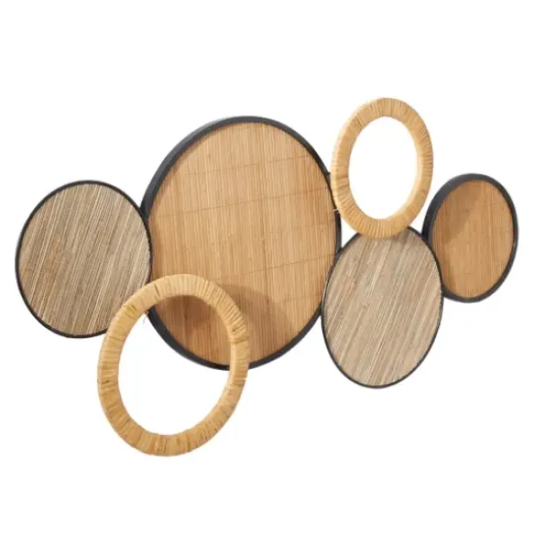 Wall Plaques-Kirkland's Home Natural Floating Disks Bamboo Wall Plaque Tan/Black