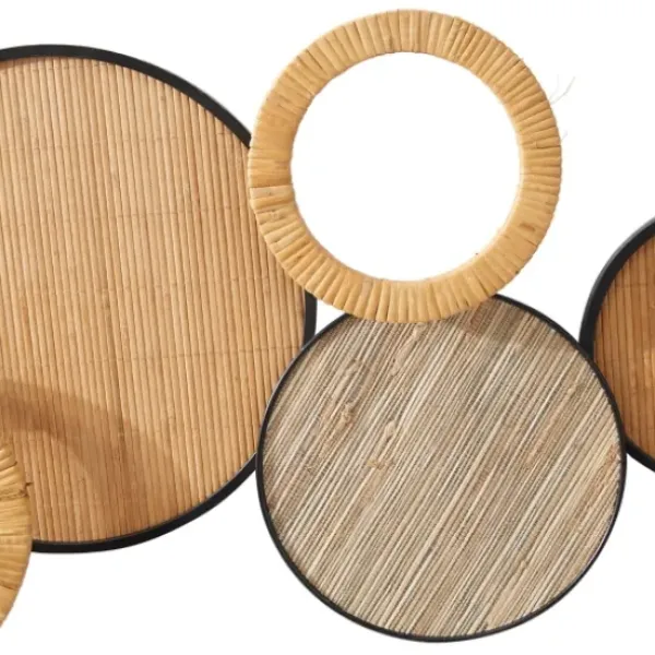 Wall Plaques-Kirkland's Home Natural Floating Disks Bamboo Wall Plaque Tan/Black