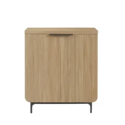 Cabinets & Sideboards-Kirkland's Home Natural Fluted Wood Scandinavian Cabinet Tan