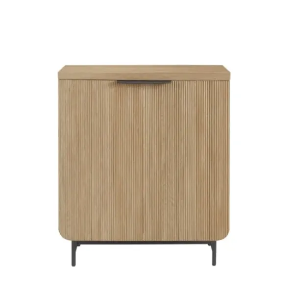 Cabinets & Sideboards-Kirkland's Home Natural Fluted Wood Scandinavian Cabinet Tan