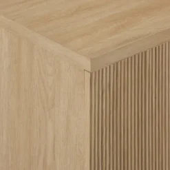 Cabinets & Sideboards-Kirkland's Home Natural Fluted Wood Scandinavian Cabinet Tan