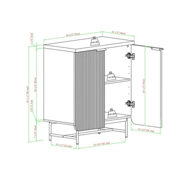 Cabinets & Sideboards-Kirkland's Home Natural Fluted Wood Scandinavian Cabinet Tan