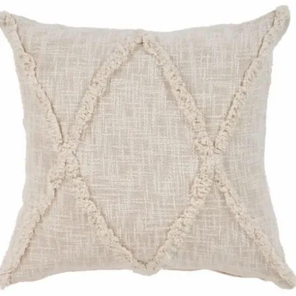 Pillows-Kirkland's Home Natural Fringe Diamond Pillow, 20 In. Tan