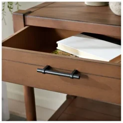 Accent & End Tables-Kirkland's Home Natural Geometric Industrial Pull Accent Table Brown