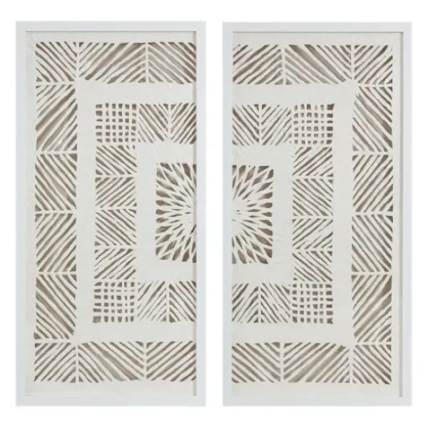 Framed Art-Kirkland's Home Natural Geometric Rice Paper Framed Art, Set Of 2 Tan