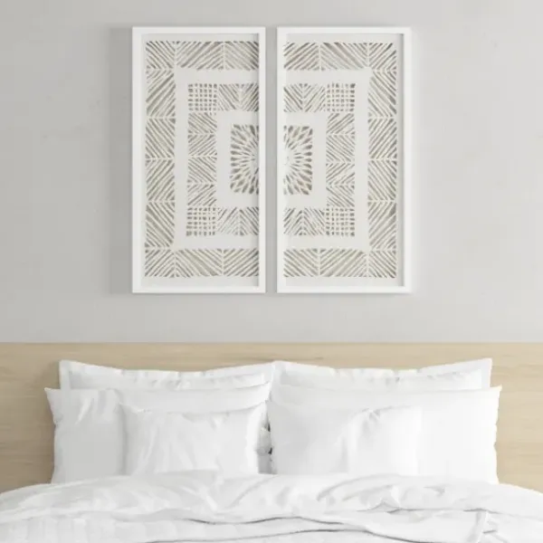 Framed Art-Kirkland's Home Natural Geometric Rice Paper Framed Art, Set Of 2 Tan