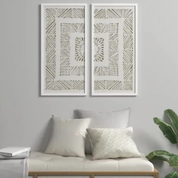Framed Art-Kirkland's Home Natural Geometric Rice Paper Framed Art, Set Of 2 Tan