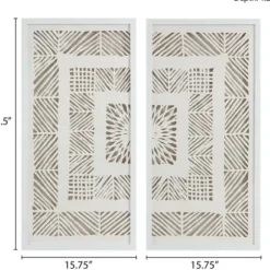 Framed Art-Kirkland's Home Natural Geometric Rice Paper Framed Art, Set Of 2 Tan