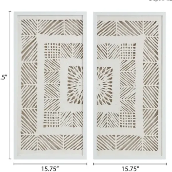 Framed Art-Kirkland's Home Natural Geometric Rice Paper Framed Art, Set Of 2 Tan