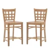 Bar Stools & Counter Height Stools-Kirkland's Home Natural Grid Back Wood Counter Stools, Set Of 2 Tan