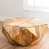 Coffee Tables-Kirkland's Home Natural Hexagon Mango Wood Coffee Table Tan
