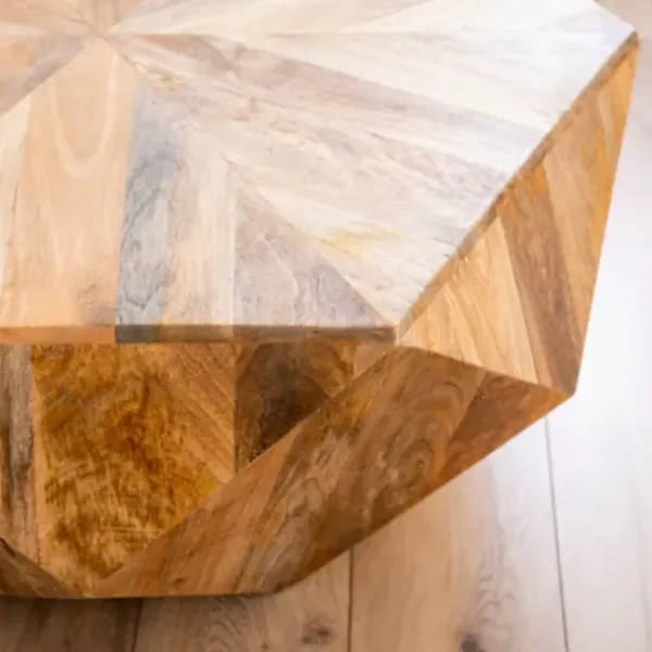 Coffee Tables-Kirkland's Home Natural Hexagon Mango Wood Coffee Table Tan