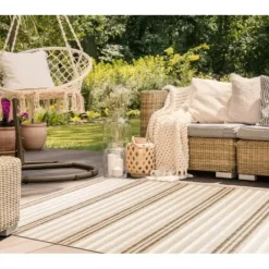 Outdoor Rugs-Kirkland's Home Natural Honeycomb & Bees Outdoor Accent Rug Tan/Yellow