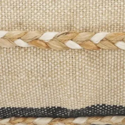 Pillows-Kirkland's Home Natural Jute Braided Stripe Lumbar Pillow Black/Tan/Ivory