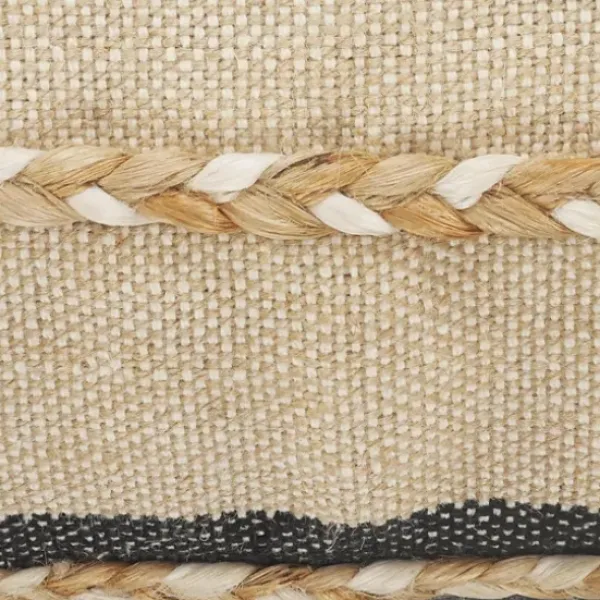 Pillows-Kirkland's Home Natural Jute Braided Stripe Lumbar Pillow Black/Tan/Ivory