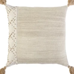 Pillows-Kirkland's Home Natural Kantha Stitch Recycled Throw Pillow Tan
