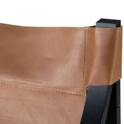 Accent Chairs-Kirkland's Home Natural Leather And Black Wood Sling Accent Chair Tan