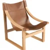 Accent Chairs-Kirkland's Home Natural Leather And Wood Sling Accent Chair Tan
